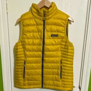 Patagonia Down Sweater Puffy Vest yellow/blue Size M